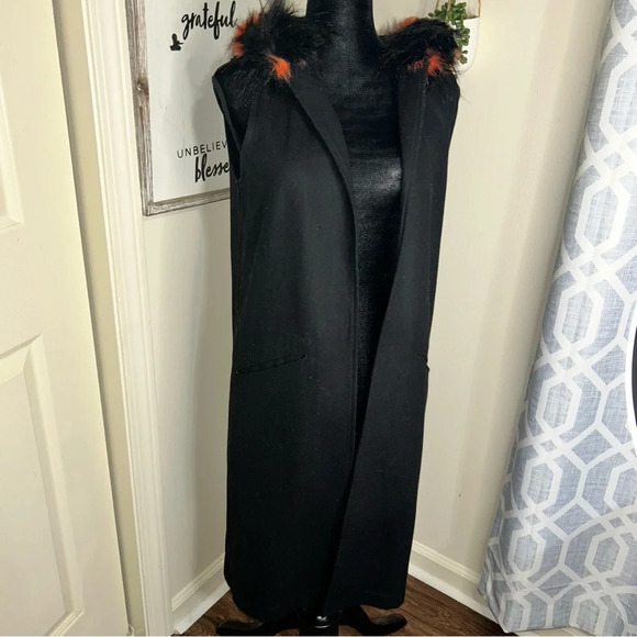 Steve Madden Faux-Fur collared Midi coat Vest XS/S - Picture 1 of 12